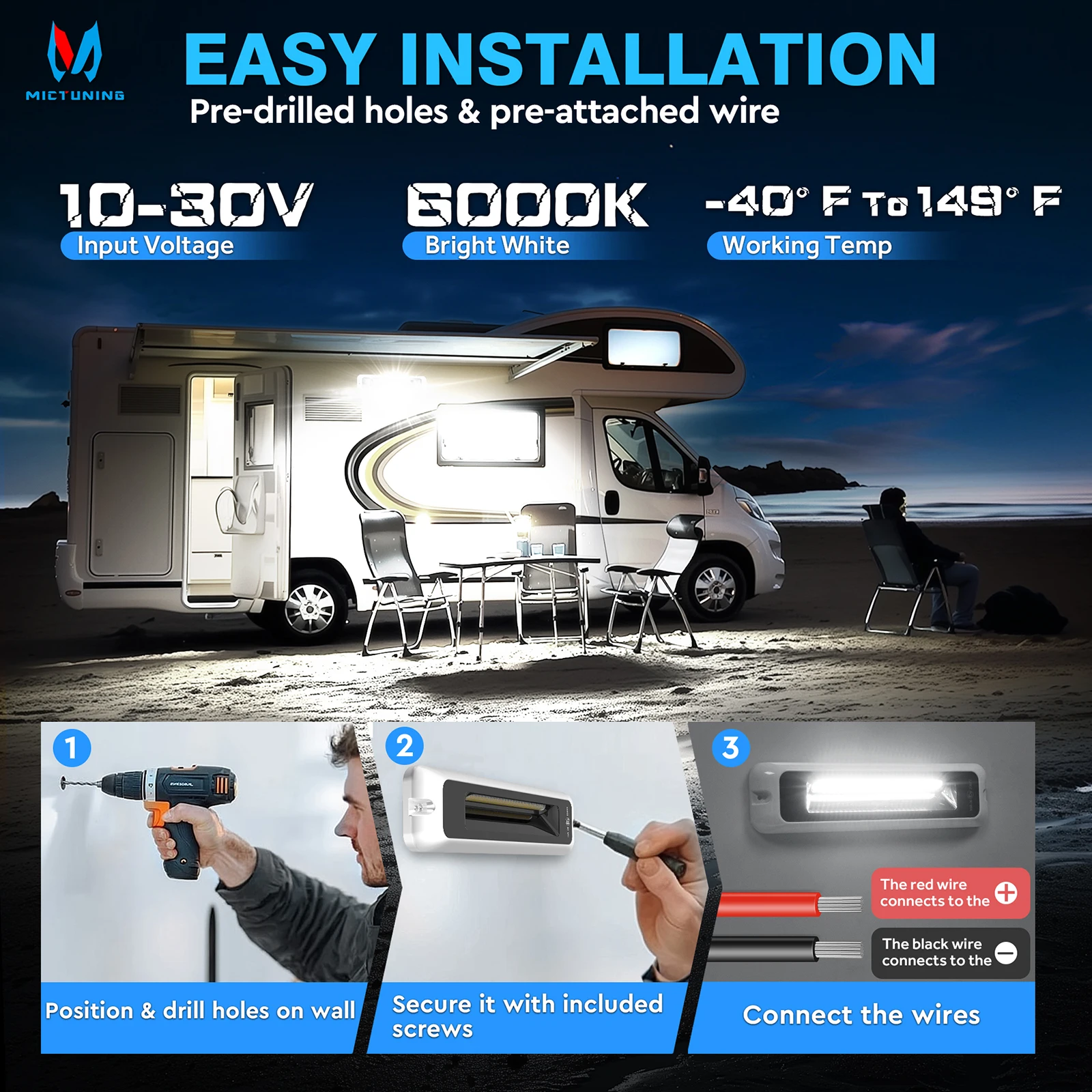 MICTUNING 6 Inch RV Exterior Porch Light, LED Utility Awning Light, Outdoor Aluminum Light for Garden Camper Trailer Truck SUV
MICTUNING 6 Inch RV Exterior Porch Light, LED Utility Awning Light, Outdoor Aluminum Light for Garden Camper Trailer Truck SUV