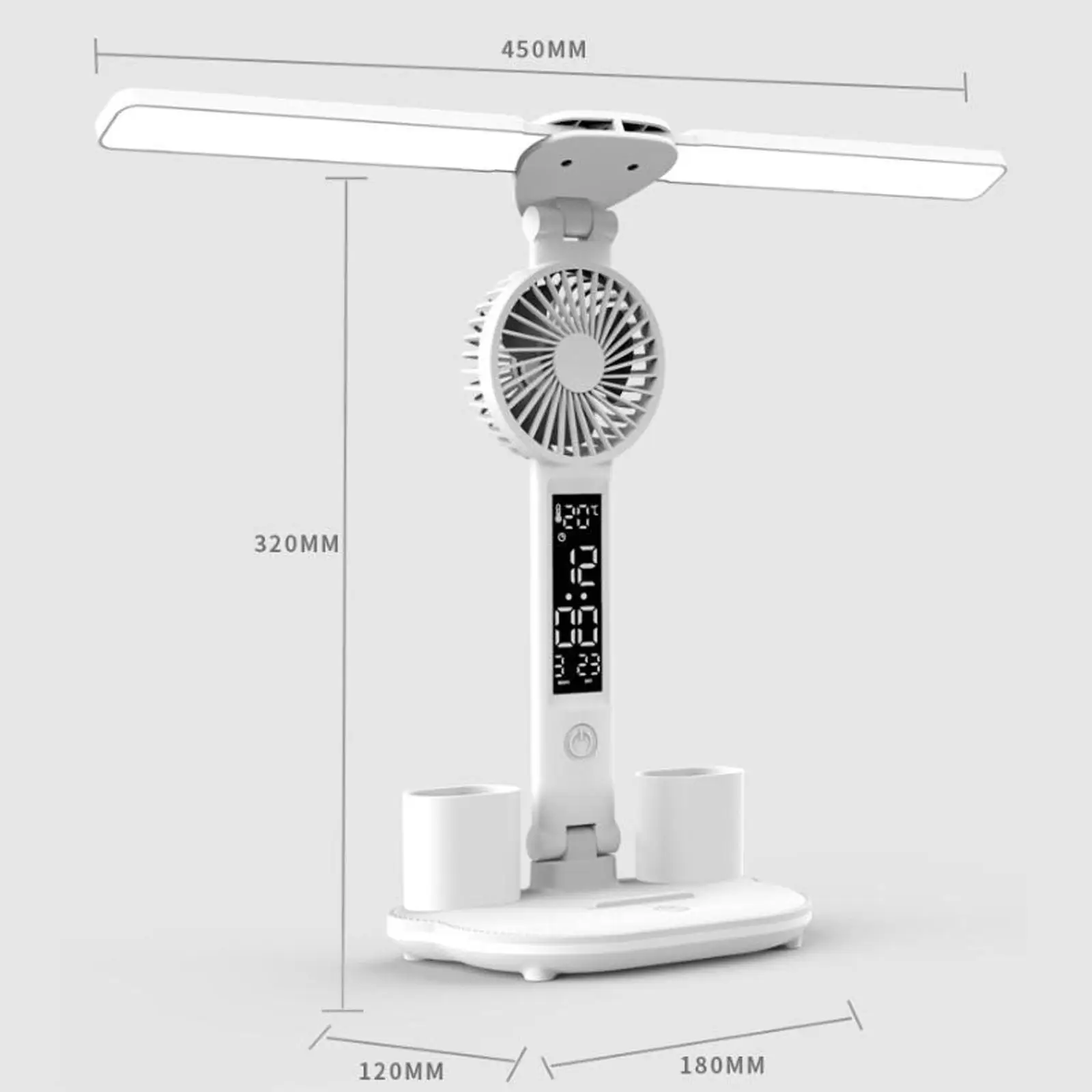 Table Lamp LED Desk Lamp With Fan, Clock/Date/Temperature Display, Pencil Holder
Table Lamp LED Desk Lamp With Fan, Clock/Date/Temperature Display, Pencil Holder