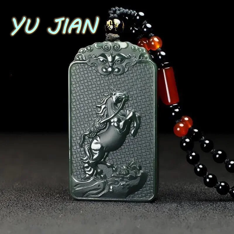 Authentic Certified Brand New Exquisite Natural Jade Jewelry Hand Carved Zodiac Horse Black Green Pendant Men Ladies Strap Chain
Authentic Certified Brand New Exquisite Natural Jade Jewelry Hand Carved Zodiac Horse Black Green Pendant Men Ladies Strap Chain