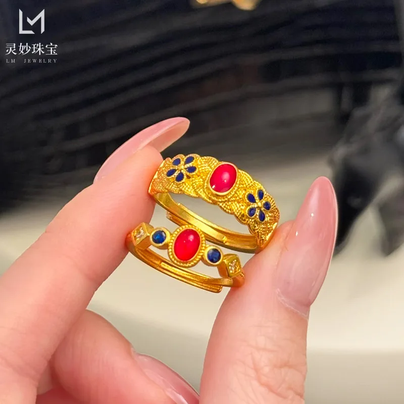 Роскошные ювелирные изделия из настоящего золота 9999 24 карата, красочное филигранное кольцо, маленькое открывающееся кольцо дворец, ретро-дворец, подарок подруге 
Роскошные ювелирные изделия из настоящего золота 9999 24 карата, красочное филигранное кольцо, маленькое открывающееся кольцо дворец, ретро-дворец, подарок подруге