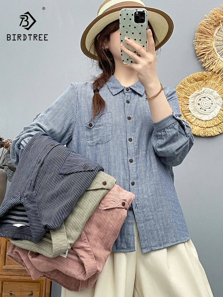 New 2025 Autumn Cotton Yarn Long Sleeve Shirt, Women Turn-down Collar Striped, Mori Girl Fashion Casual Loose Blouse T58680CC
New 2025 Autumn Cotton Yarn Long Sleeve Shirt, Women Turn-down Collar Striped, Mori Girl Fashion Casual Loose Blouse T58680CC