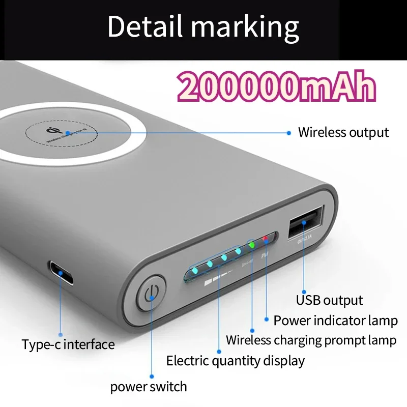 MiHome 200000mAhWirelessMobilePowerBankBidirectionalFast Charging Mobile Power Supply Supports C-type Lighting Portable Charger
MiHome 200000mAhWirelessMobilePowerBankBidirectionalFast Charging Mobile Power Supply Supports C-type Lighting Portable Charger