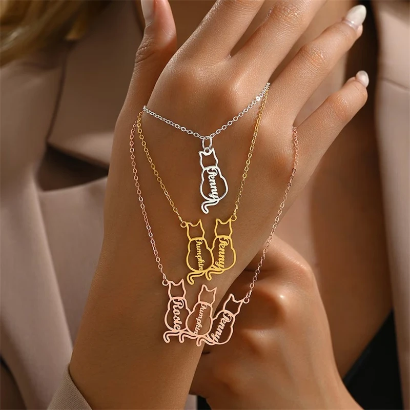 Custom Cat Pendant Necklace Personalized Name Necklace Customized Jewelry with Name Pet Memorial Gift for Women
Custom Cat Pendant Necklace Personalized Name Necklace Customized Jewelry with Name Pet Memorial Gift for Women