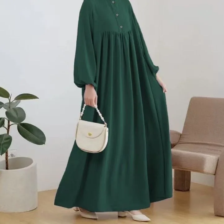 New Loose-fitting Round-neck Puff-sleeve Long-sleeve Solid Color Long Dress, Factory Wholesale Dubai Luxury Islam Elegant
New Loose-fitting Round-neck Puff-sleeve Long-sleeve Solid Color Long Dress, Factory Wholesale Dubai Luxury Islam Elegant