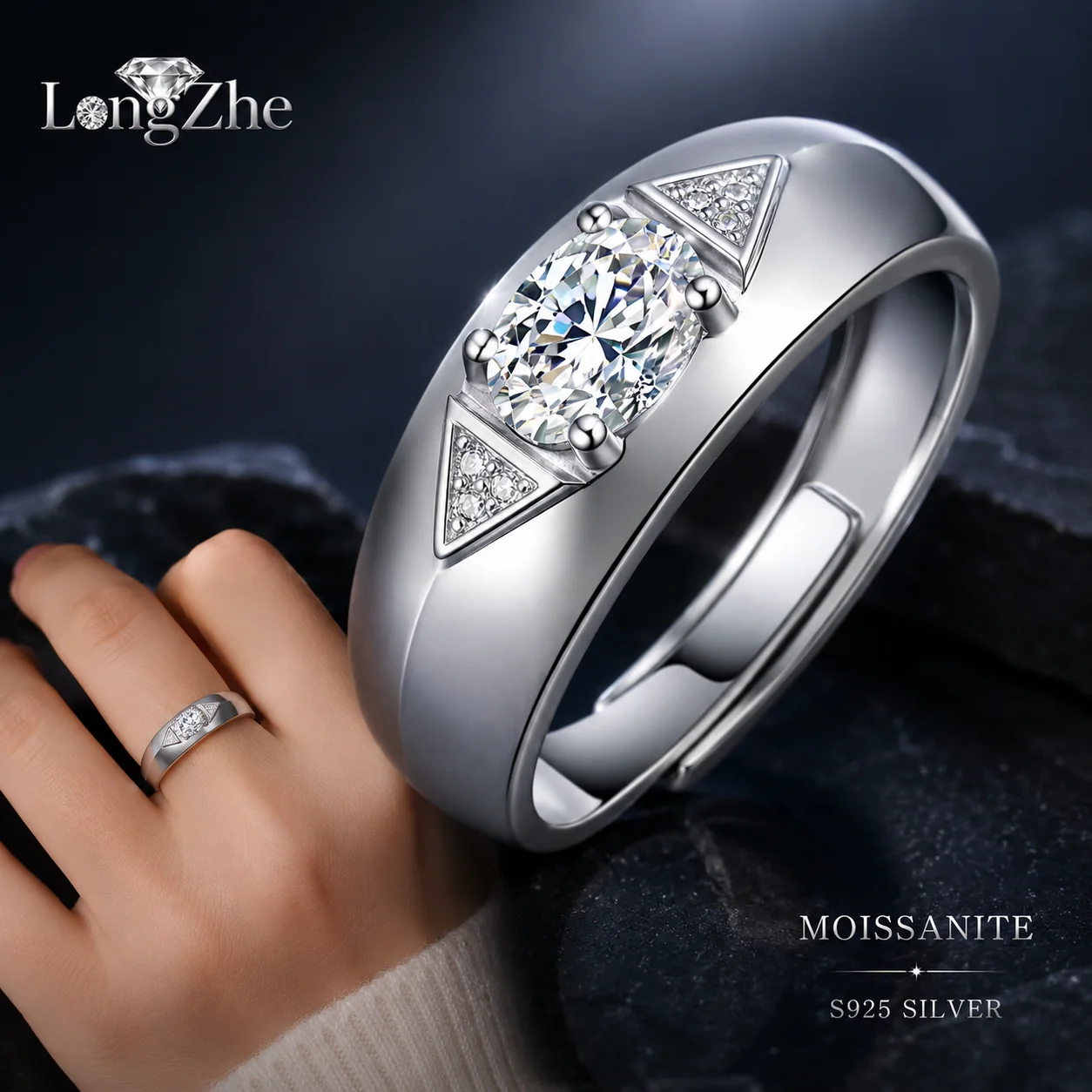 LongZhe Moissanite Ring Silver 925 Ring for Men 1CT 6.5mm CZ Side Stone Adjustable Mens Ring Fine Jewelry Gift Party Wedding
LongZhe Moissanite Ring Silver 925 Ring for Men 1CT 6.5mm CZ Side Stone Adjustable Mens Ring Fine Jewelry Gift Party Wedding