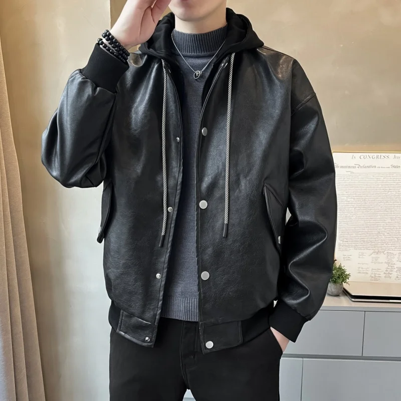 Men's American High Street Motorcycle Flying Hooded Leather Jacket New Trendy Cool Black Faux Suede PU Leather Jackets Male
Men's American High Street Motorcycle Flying Hooded Leather Jacket New Trendy Cool Black Faux Suede PU Leather Jackets Male