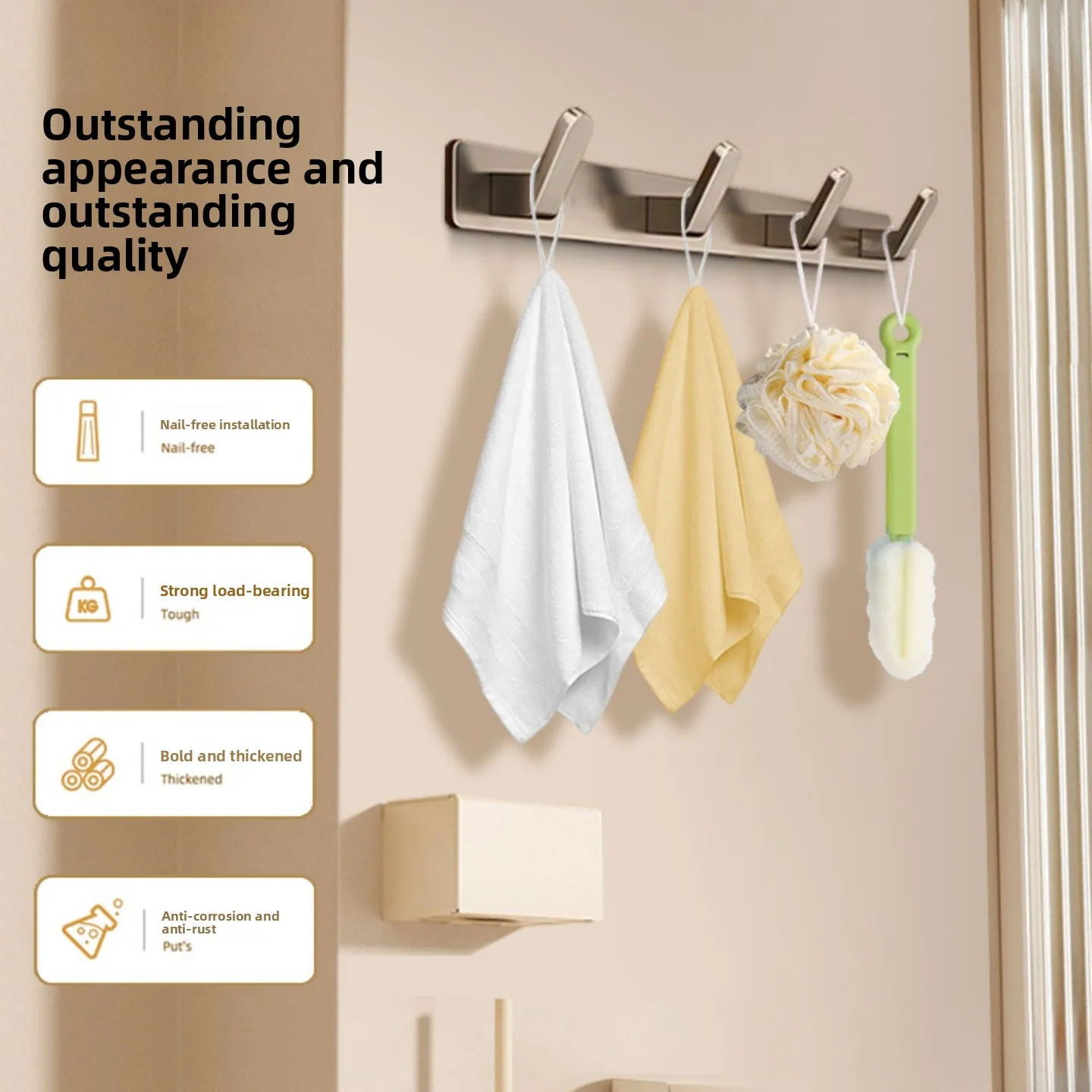 Space Aluminum Wall Mounted Hooks No Drilling Needed Universal Installation for Kitchen Batoom Coat Hat No Trace Installation
Space Aluminum Wall Mounted Hooks No Drilling Needed Universal Installation for Kitchen Batoom Coat Hat No Trace Installation