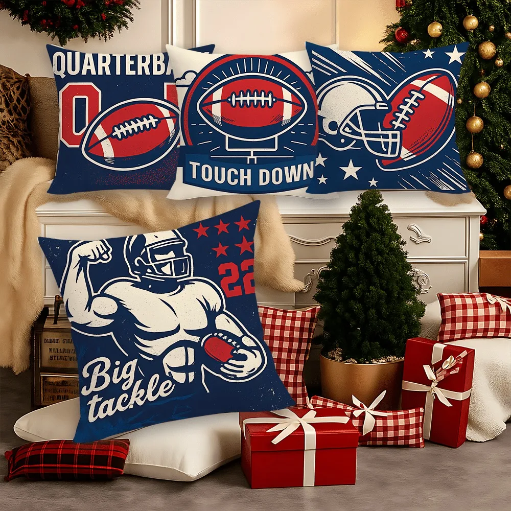 Vintage Football Theme Pillowcase Set, "TOUCH DOWN" "Big tackle" Sports Pattern Decorative Cushion Cover for Home Sofa Bedroom
Vintage Football Theme Pillowcase Set, "TOUCH DOWN" "Big tackle" Sports Pattern Decorative Cushion Cover for Home Sofa Bedroom