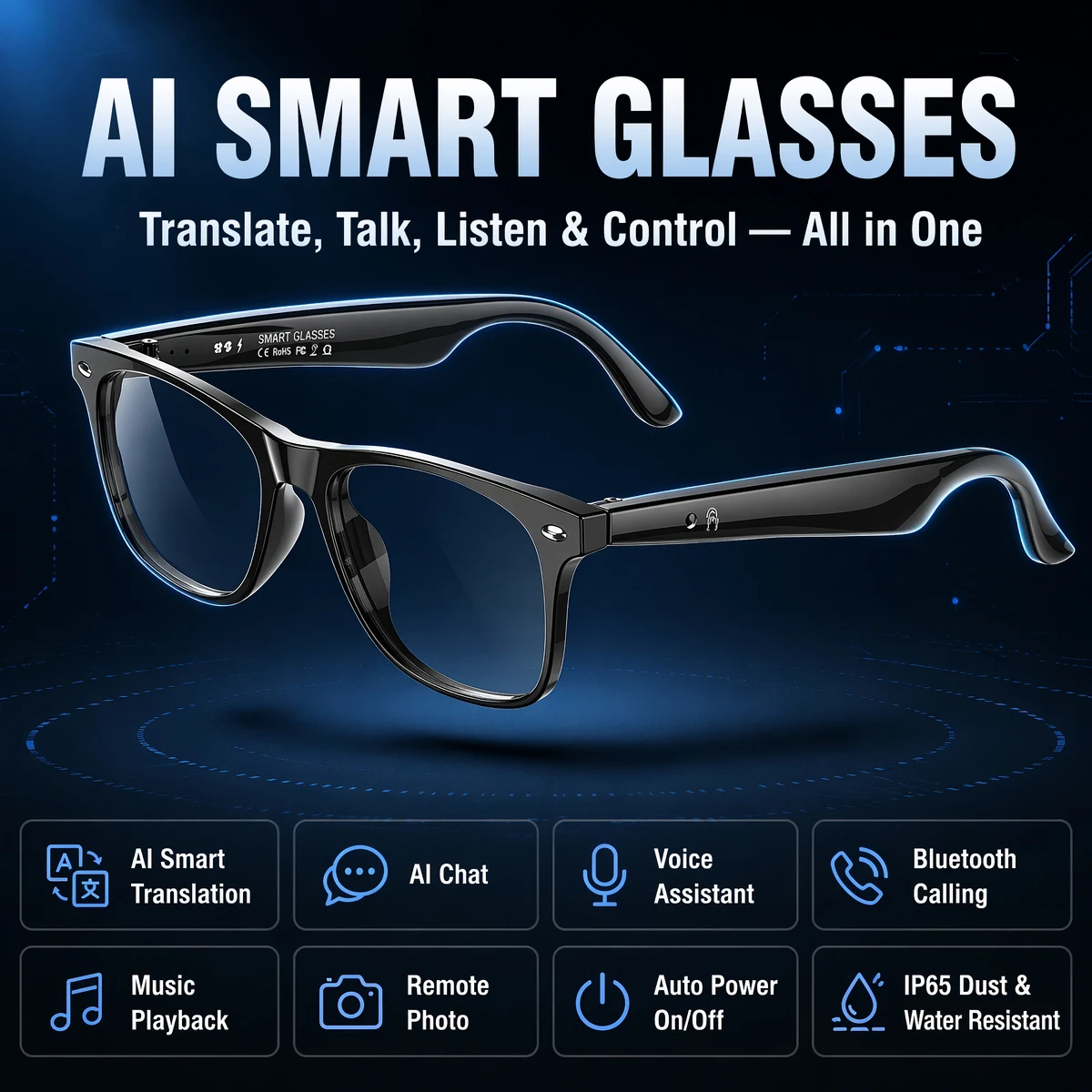 LIGE 2026 AI Translation Smart Audio Glasses 100+ Languages Translator Sports Bluetooth Call Music Play UV Protection Sunglasses
LIGE 2026 AI Translation Smart Audio Glasses 100+ Languages Translator Sports Bluetooth Call Music Play UV Protection Sunglasses