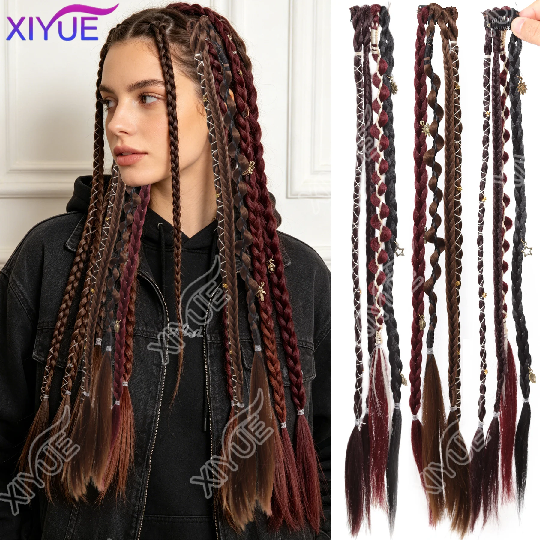 XY Bohemia Clip in Hair Extensions Handmade Synthetic Weaving 20 Inches Clip-on Long Braid Fairy Hair Synthetic Hair Extensions
XY Bohemia Clip in Hair Extensions Handmade Synthetic Weaving 20 Inches Clip-on Long Braid Fairy Hair Synthetic Hair Extensions