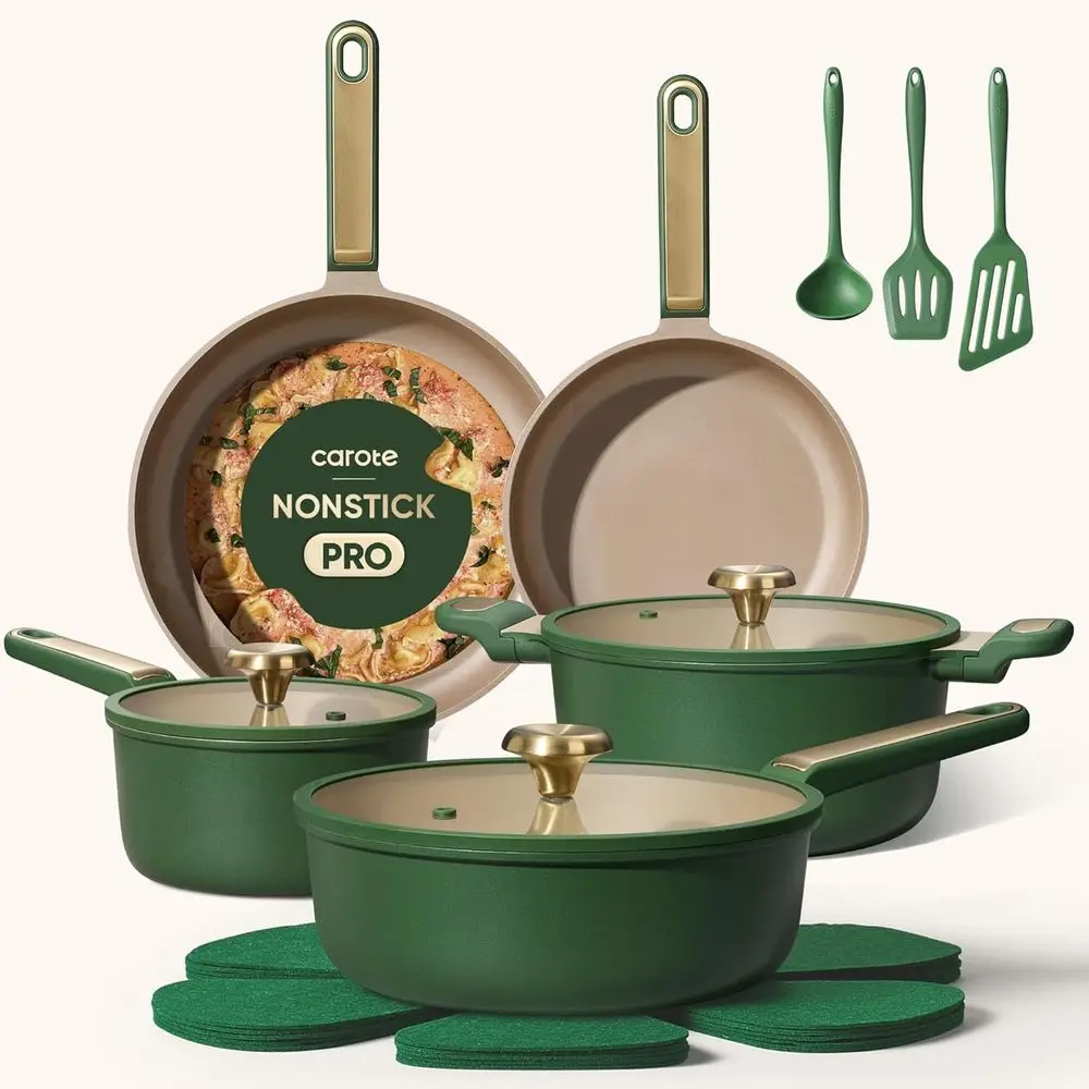 16pc Nonstick Kitchen Set Induction Cookware Non-Toxic Dishwasher Safe Green
16pc Nonstick Kitchen Set Induction Cookware Non-Toxic Dishwasher Safe Green