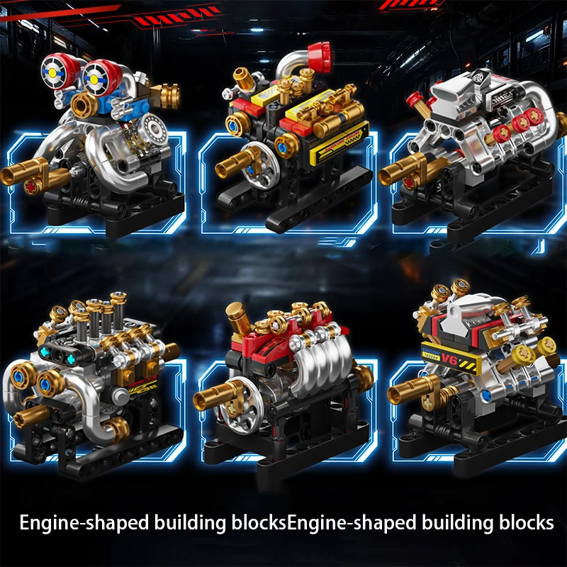 Six engine-shaped building blocks, realistic engine building blocks as ornaments, game building blocks
Six engine-shaped building blocks, realistic engine building blocks as ornaments, game building blocks