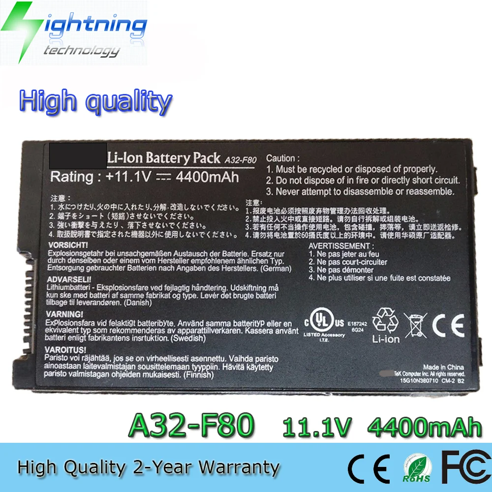 Brand New High quality A32-F80 11.1V 4400mAh Laptop Battery for Asus F80S F80L F80Q F81SE F83E X61G X61Z X83S X85E X88S N60D
Brand New High quality A32-F80 11.1V 4400mAh Laptop Battery for Asus F80S F80L F80Q F81SE F83E X61G X61Z X83S X85E X88S N60D