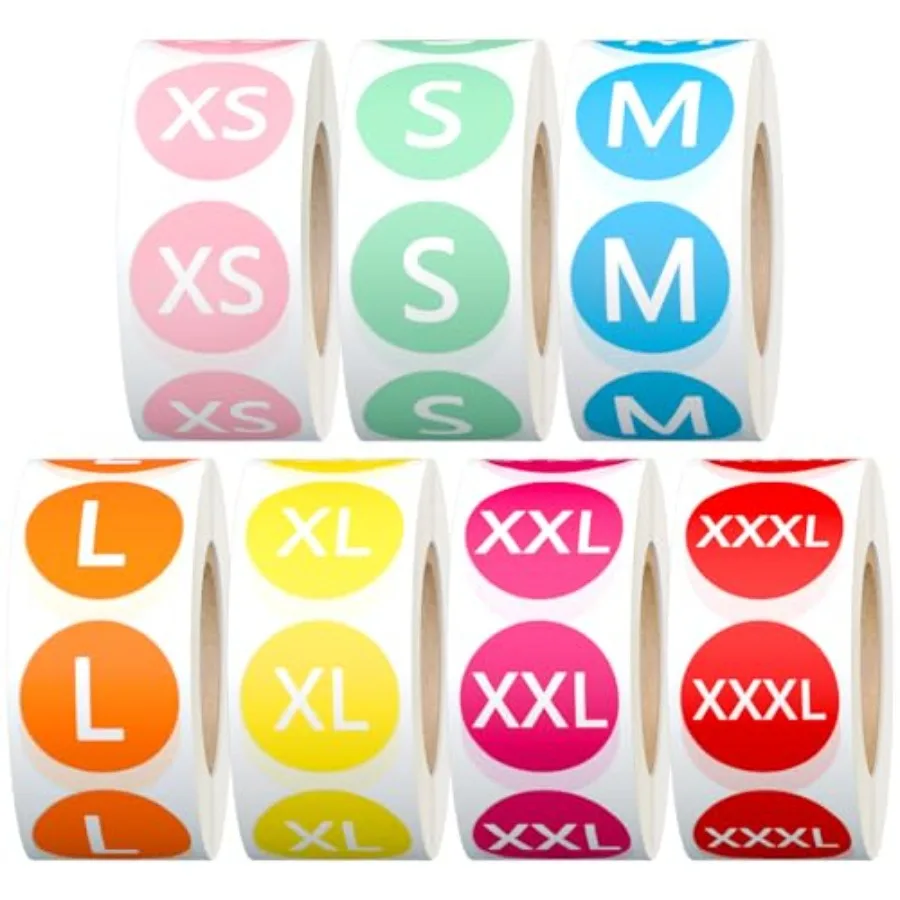 3500 Pcs 7 Rolls 7/8 Inch Size Stickers, 7 Colorful Sizes Coded Round Self Adhesive Labels for Clothing, Sticker Holder for Shi
3500 Pcs 7 Rolls 7/8 Inch Size Stickers, 7 Colorful Sizes Coded Round Self Adhesive Labels for Clothing, Sticker Holder for Shi