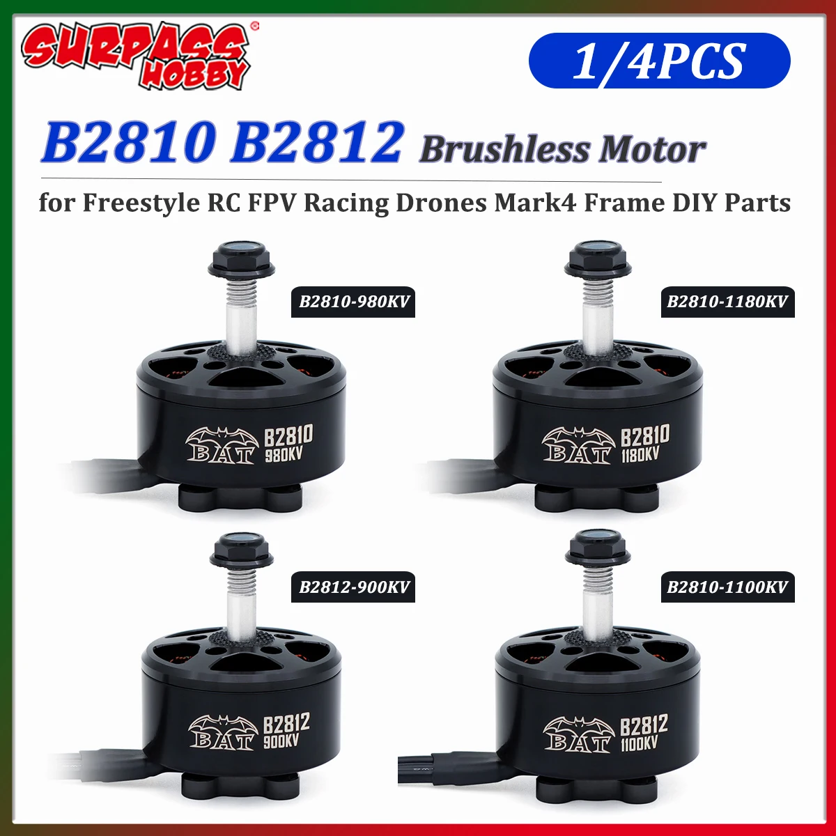 Surpass Hobby BAT 2810 2812 Outrunner Brushless Motor 2-6S for Long Range FPV Drone RC Quadcopter Airplane Mark4 Frame APEX XL7
Surpass Hobby BAT 2810 2812 Outrunner Brushless Motor 2-6S for Long Range FPV Drone RC Quadcopter Airplane Mark4 Frame APEX XL7