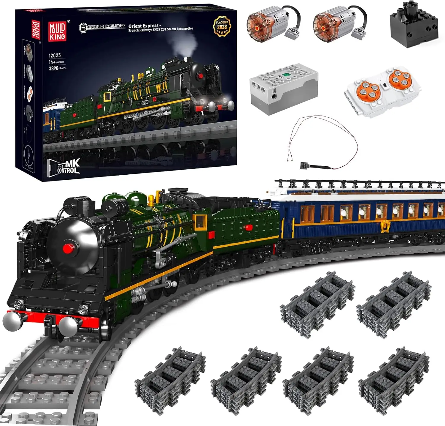 MOULD KING 12025 Steam Train Building Blocks Set Locomotive SNCF 231 Orient Express Remote Control Railway Train with LED
MOULD KING 12025 Steam Train Building Blocks Set Locomotive SNCF 231 Orient Express Remote Control Railway Train with LED