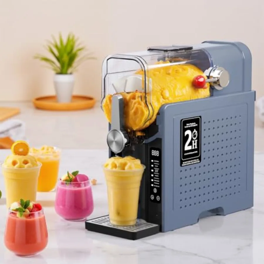 Slushie Machine for home or commercial use, stainless steel body, silver color, 6 preset modes and self-cleaning function
Slushie Machine for home or commercial use, stainless steel body, silver color, 6 preset modes and self-cleaning function