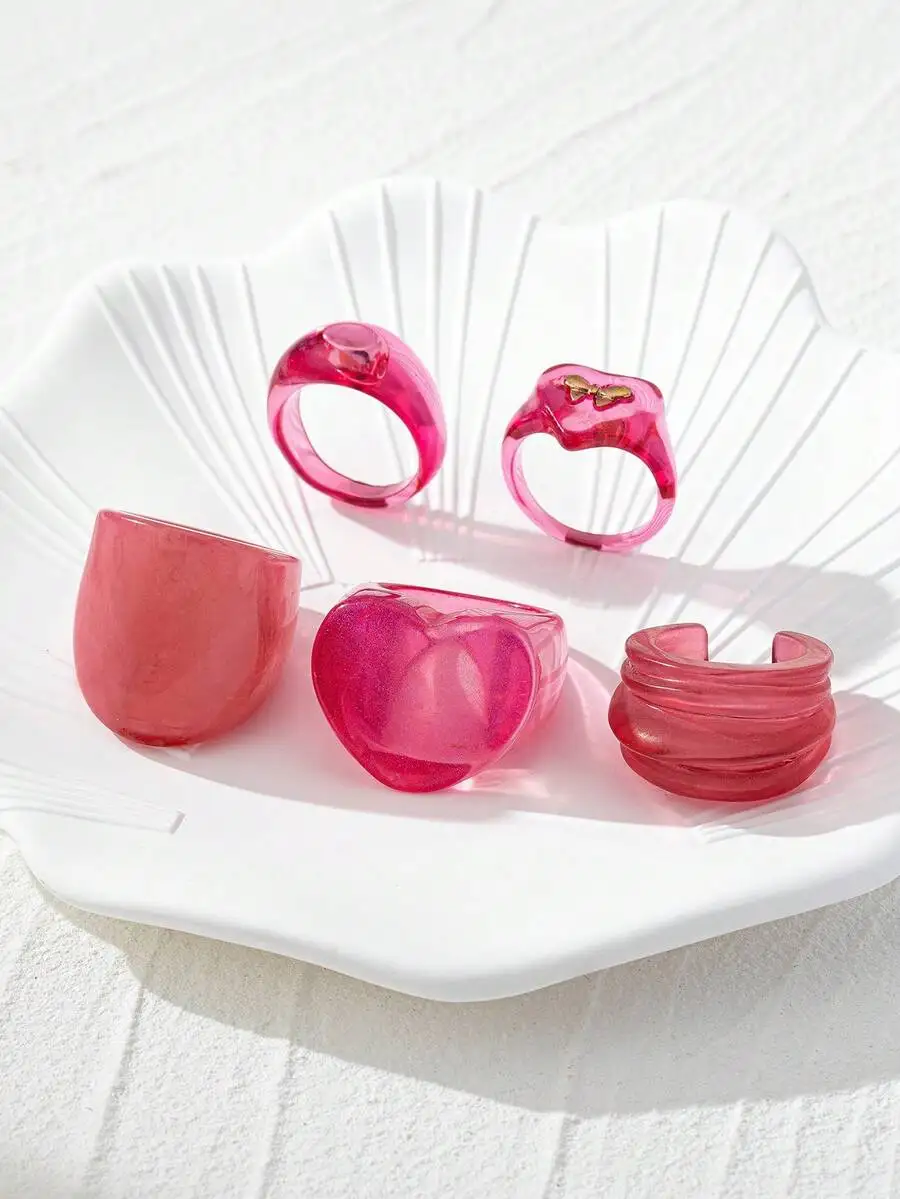 5pcs Resin Heart Bow Knot Wide Band Rings Set For Women Festival Daily Wear
5pcs Resin Heart Bow Knot Wide Band Rings Set For Women Festival Daily Wear