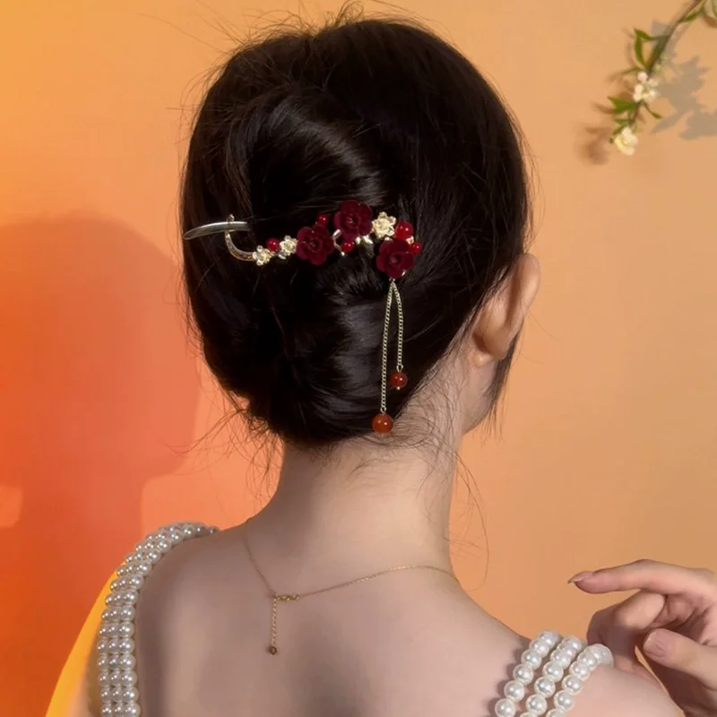 Women Lady Red Flower Tassel Alloy Hair Clip Hair Styling Tools Female Barrettes Female Festivals Hairpins New Headwear Headband
Women Lady Red Flower Tassel Alloy Hair Clip Hair Styling Tools Female Barrettes Female Festivals Hairpins New Headwear Headband