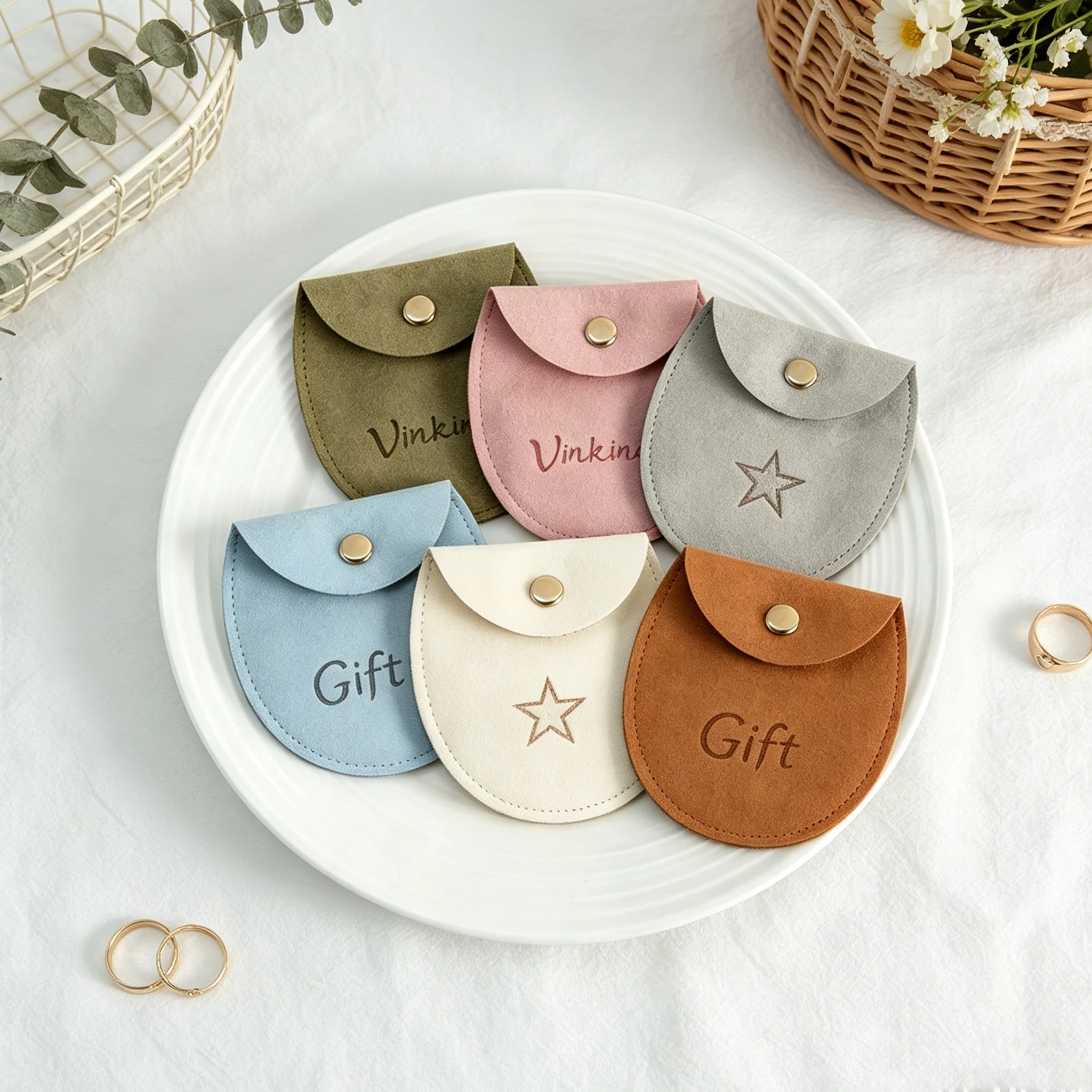 Custom Print Logo 50pcs Snap Button Suede Bag Jewelry Microfiber Pouches Small Packaging Ring Gift Wedding Candy Gift Packaging
Custom Print Logo 50pcs Snap Button Suede Bag Jewelry Microfiber Pouches Small Packaging Ring Gift Wedding Candy Gift Packaging