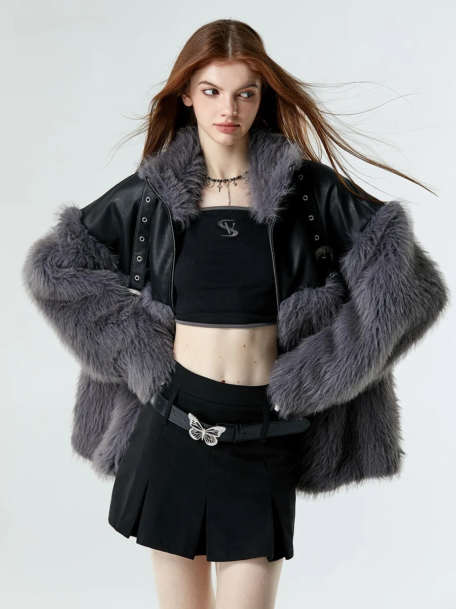 Женское длинное пальто Vone eeE в американском ретро-стиле из высококачественной искусственной кожи с мехом, экологичное, с комбинированными вставками, на молнии
Женское длинное пальто Vone eeE в американском ретро-стиле из высококачественной искусственной кожи с мехом, экологичное, с комбинированными вставками, на молнии