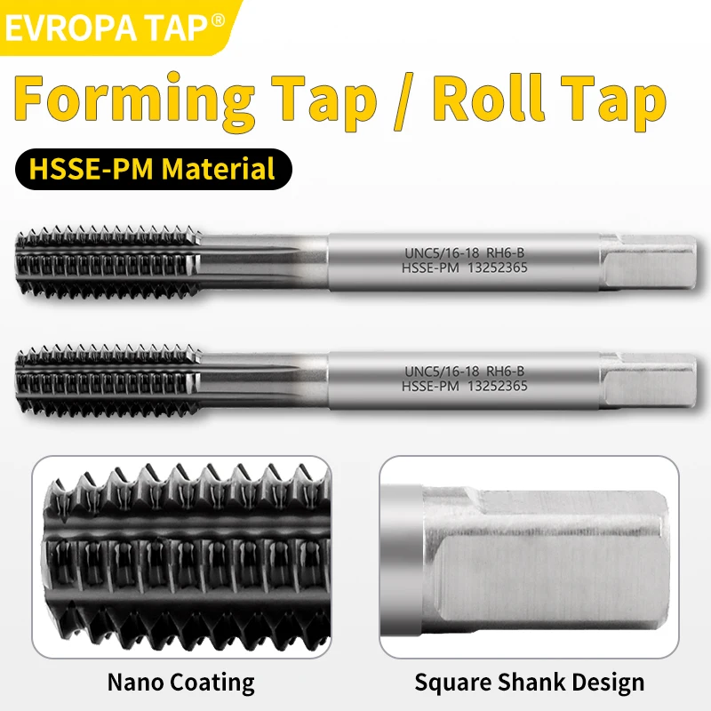 EVROPA US Standard Tap Set (0-90 to 1/2"), HSSE-PM Steel with JP Coating - Assorted Spiral Flute, Spiral Point & Roll Form Taps
EVROPA US Standard Tap Set (0-90 to 1/2"), HSSE-PM Steel with JP Coating - Assorted Spiral Flute, Spiral Point & Roll Form Taps