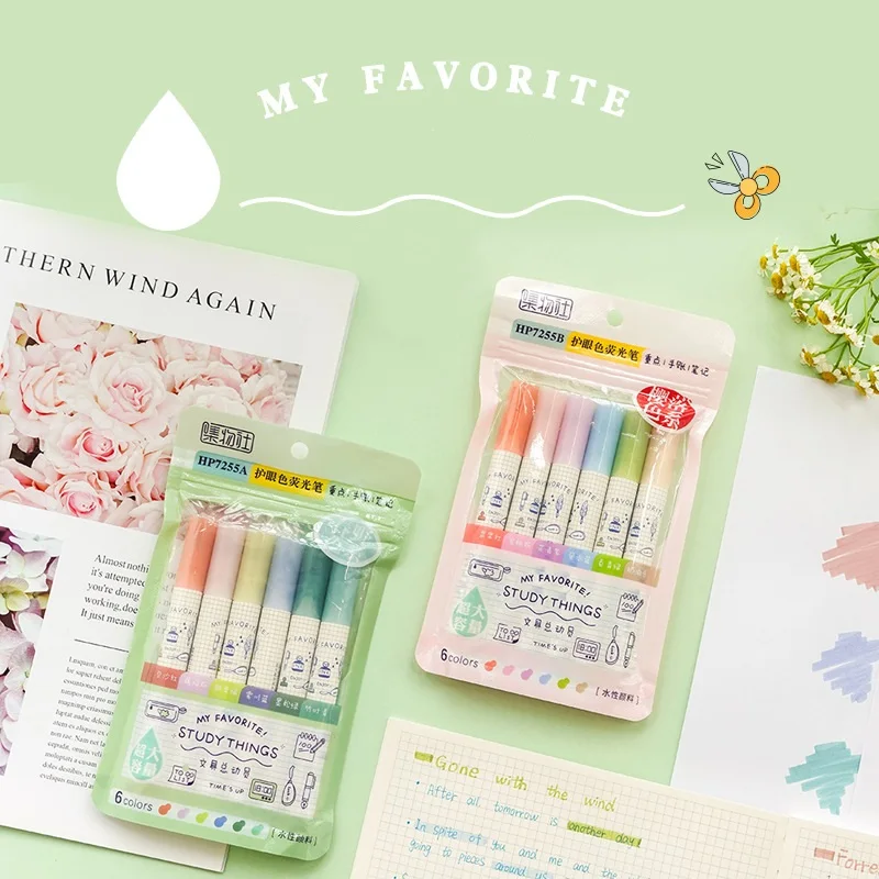 6pcs Favorite Stationery Mild Color Highlighter Marker Pens Spot Liner for Drawing Office School Supplies F7130
6pcs Favorite Stationery Mild Color Highlighter Marker Pens Spot Liner for Drawing Office School Supplies F7130