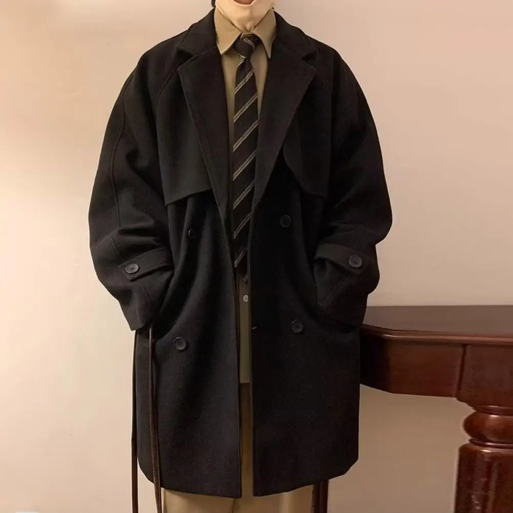 Men Cold Weather Windbreaker Stylish Men's Double-breasted Woolen Coat with Pockets Casual Lapel Windbreaker for Autumn Winter
Men Cold Weather Windbreaker Stylish Men's Double-breasted Woolen Coat with Pockets Casual Lapel Windbreaker for Autumn Winter
