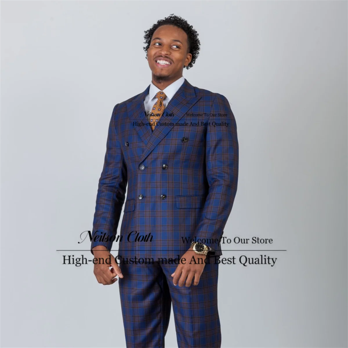 Formal Blue Plaid Male Prom Blazers 2 Pcs Sets Peaked Lapel Groom Wedding Tuxedos For Men Slim Fit Double Breasted Costume Homme
Formal Blue Plaid Male Prom Blazers 2 Pcs Sets Peaked Lapel Groom Wedding Tuxedos For Men Slim Fit Double Breasted Costume Homme