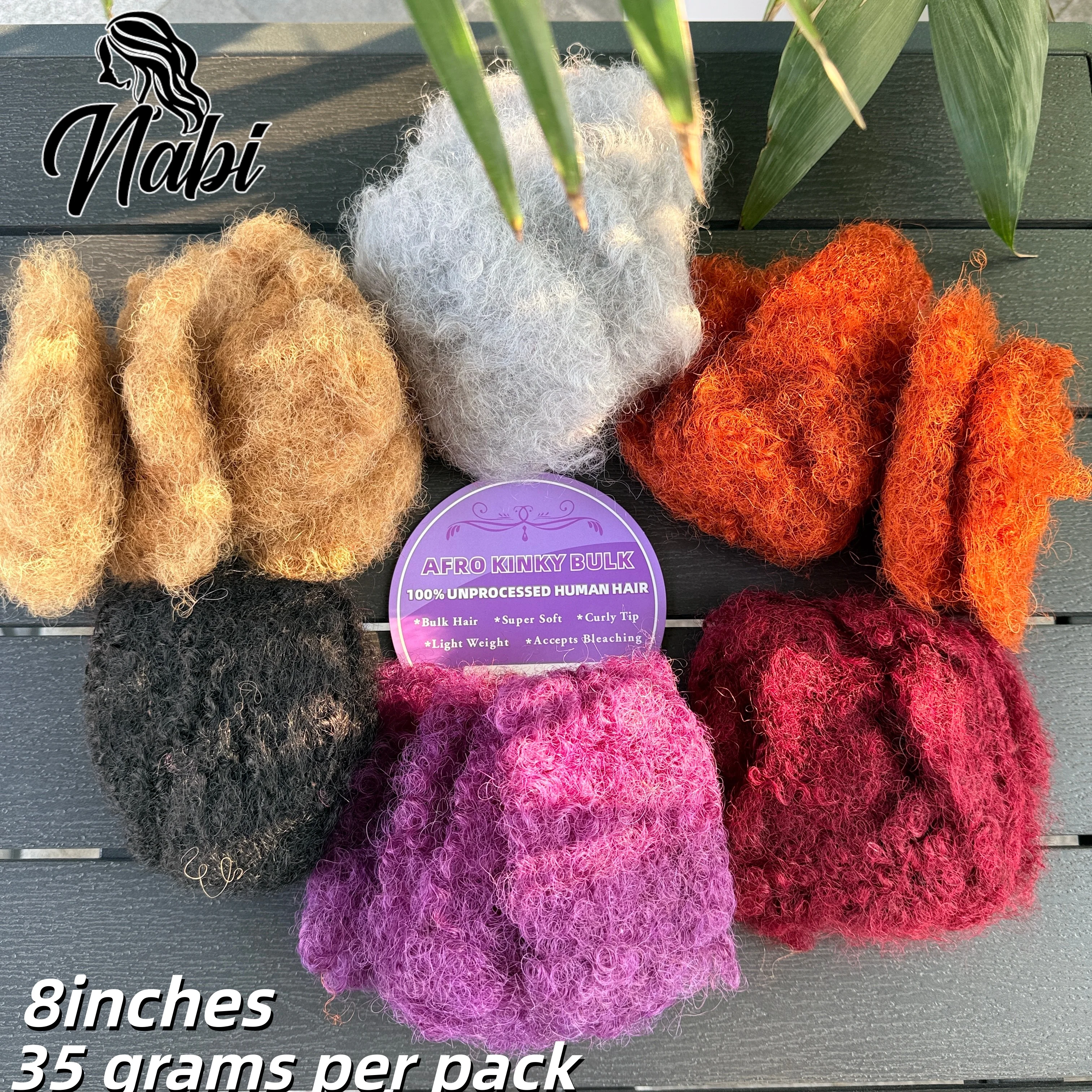 Nabi Colored Afro Kinky Bulk Hair for Twist Braids Remy Human Hair 35g/pc 8inch for Locs Repair Crochet Braiding Hair Extension
Nabi Colored Afro Kinky Bulk Hair for Twist Braids Remy Human Hair 35g/pc 8inch for Locs Repair Crochet Braiding Hair Extension
