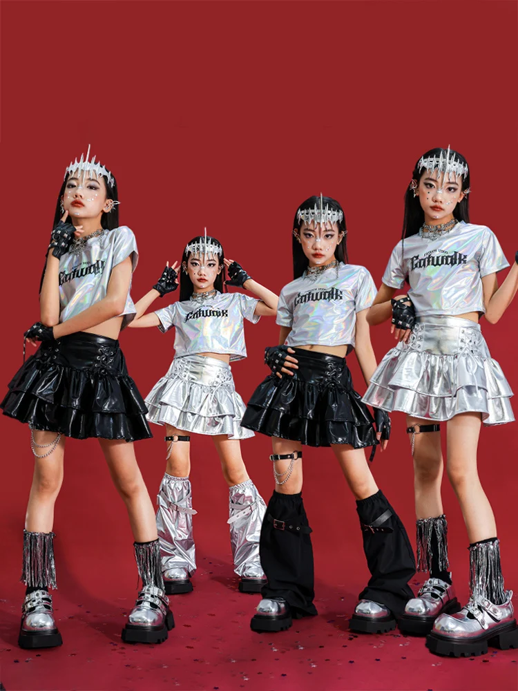 Girls Jazz Dance Silver Tops Skirt Performance Costume Cheerlead Dance Clothes Kpop Stage Outfit Street Catwalk Clothing BL16262
Girls Jazz Dance Silver Tops Skirt Performance Costume Cheerlead Dance Clothes Kpop Stage Outfit Street Catwalk Clothing BL16262