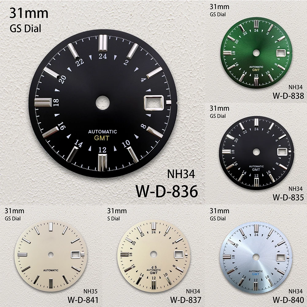 31mm S/G S Logo GMT Dial Fit NH34/NH35 Japan Movement Sunburst/Matte High-Quality Solid Nail Dial Watch Modification Accessories
31mm S/G S Logo GMT Dial Fit NH34/NH35 Japan Movement Sunburst/Matte High-Quality Solid Nail Dial Watch Modification Accessories