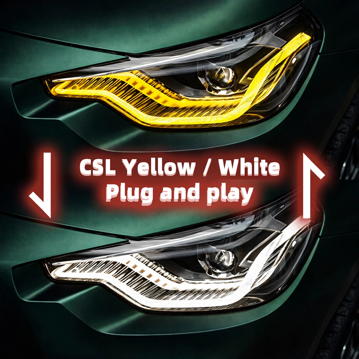 For BMW 2 Series M2 G42 G87 2021-Up Dual Color DRL CSL Yellow White High Beam Switch Plug and Play Daytime Running Light
For BMW 2 Series M2 G42 G87 2021-Up Dual Color DRL CSL Yellow White High Beam Switch Plug and Play Daytime Running Light
