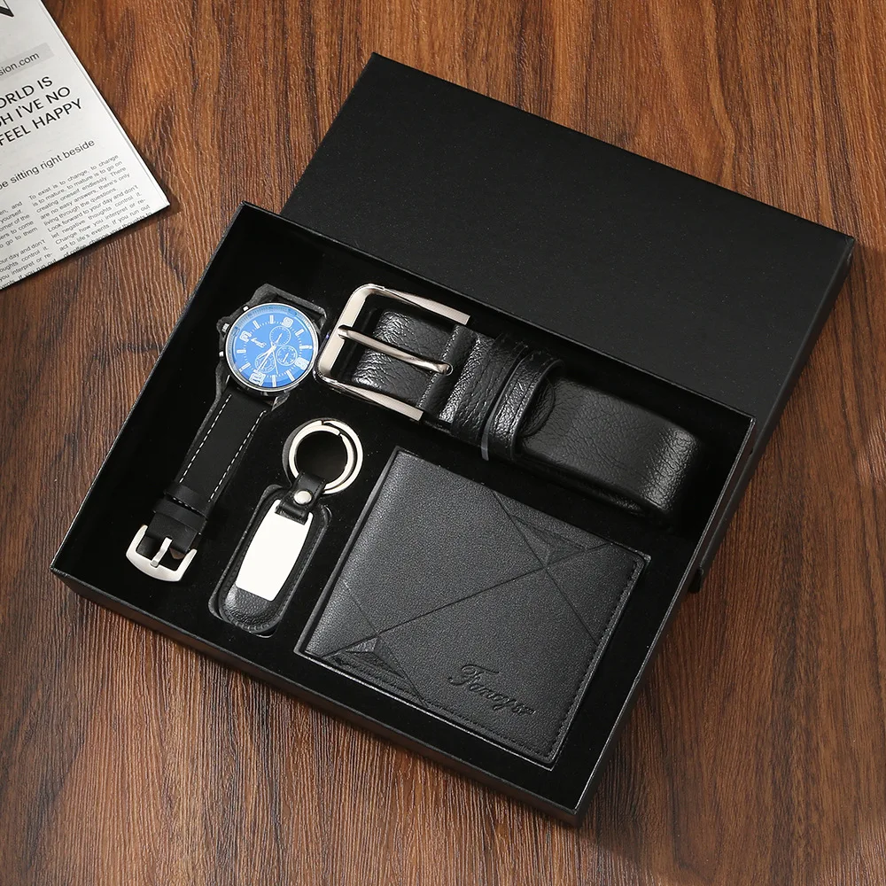 New Men Watch Belt and Wallet Gift Set Keychain Brithday Anniversary Father's Day Business Gift Set Box for Boyfriend Husband
New Men Watch Belt and Wallet Gift Set Keychain Brithday Anniversary Father's Day Business Gift Set Box for Boyfriend Husband