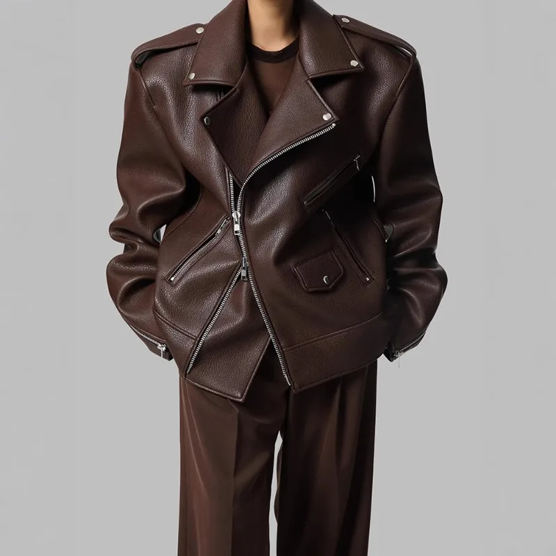 Lapel Zipper Jacket Leather Motorcycle Coat Pocket Leather Jacket Warm Fall and Winter
Lapel Zipper Jacket Leather Motorcycle Coat Pocket Leather Jacket Warm Fall and Winter