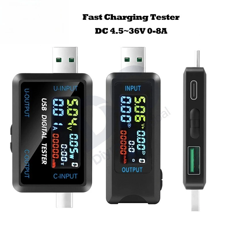 Fast Charging Tester 10 in 1 USB 4.5-36V 0-8A Voltmeter Current Voltage Meter Ammeter
Fast Charging Tester 10 in 1 USB 4.5-36V 0-8A Voltmeter Current Voltage Meter Ammeter