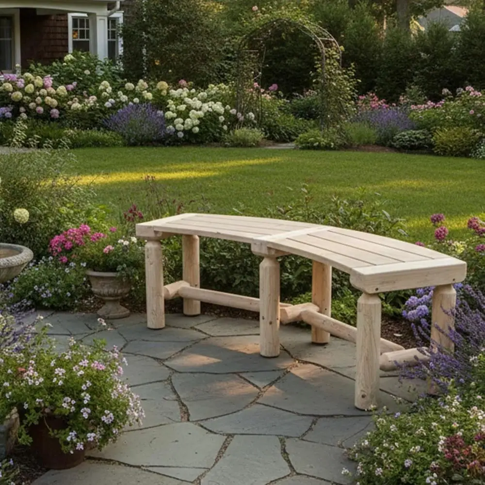 Rustic Log-Style Circular Wood Bench for Outdoor Patios, 40-55 Wide, Natural Finish
Rustic Log-Style Circular Wood Bench for Outdoor Patios, 40-55 Wide, Natural Finish