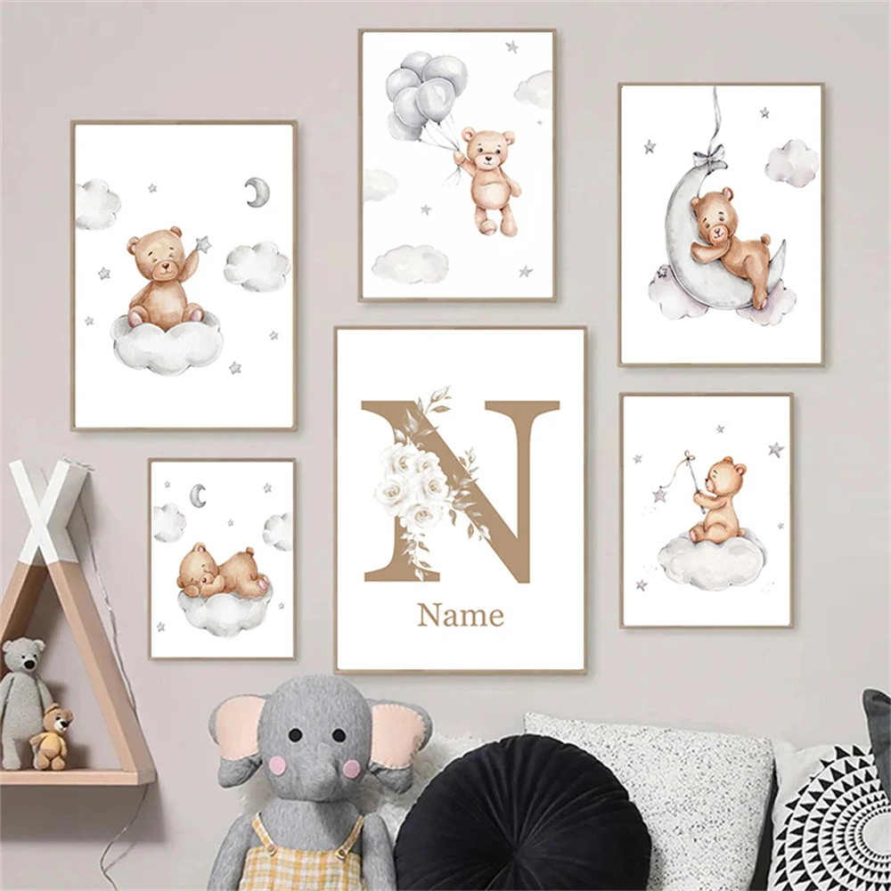 Baby Name Customize Posters Boho Bear Rainbow Clouds Moon Wall Art Canvas Painting Nursery Prints Pictures Kids Room Decoration
Baby Name Customize Posters Boho Bear Rainbow Clouds Moon Wall Art Canvas Painting Nursery Prints Pictures Kids Room Decoration
