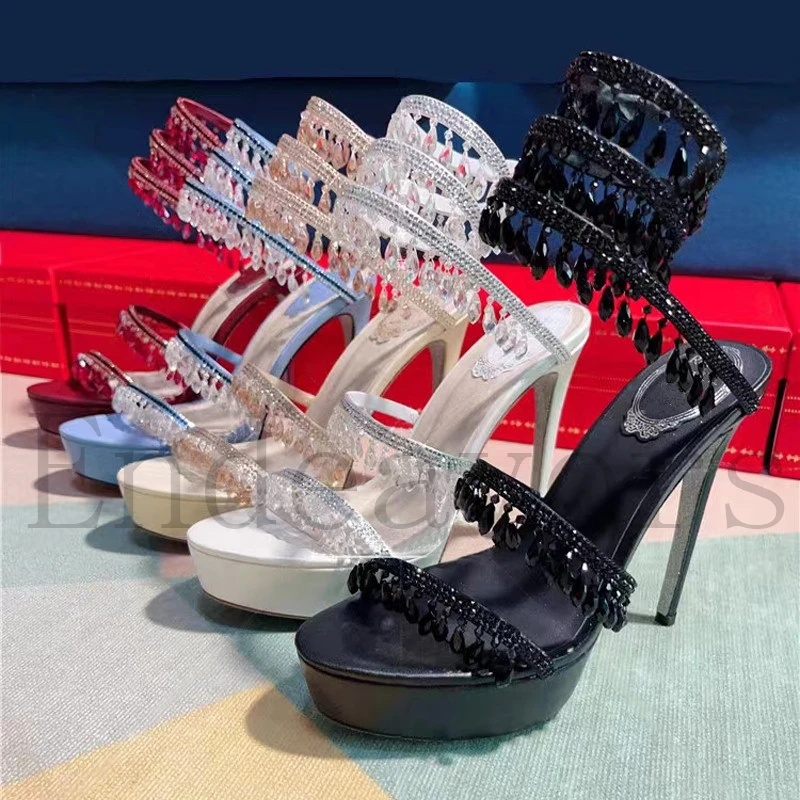 Round Toe Thick Waterproof Platform Droplets Snake Ankle Rhinestone Shaped Winding Largesize Thin High Heel Woman Sexy Sandals
Round Toe Thick Waterproof Platform Droplets Snake Ankle Rhinestone Shaped Winding Largesize Thin High Heel Woman Sexy Sandals