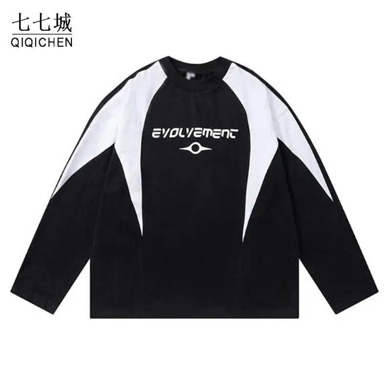 Mens Streetwear T-Shirts Vintage Letter Printed Patchwork Long Sleeved T-shirt Hip Hop Casual Oversize Tees Spring Unisex Tops
Mens Streetwear T-Shirts Vintage Letter Printed Patchwork Long Sleeved T-shirt Hip Hop Casual Oversize Tees Spring Unisex Tops