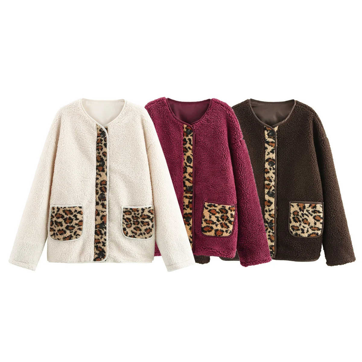 Europe and America Autumn and Winter Jackets for Women Round Neck Loose Lamb's Wool Coat Thicken Leisure Keep Warm Printing
Europe and America Autumn and Winter Jackets for Women Round Neck Loose Lamb's Wool Coat Thicken Leisure Keep Warm Printing