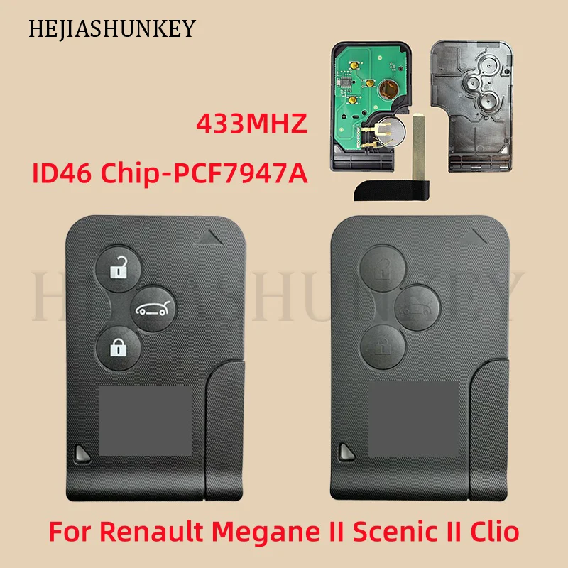 Чип PCF7947A ID46, 433 МГц, 3 кнопки, смарт-карта-ключ для Renault Megane 2, Scenic 2, брелок для дистанционного управления автомобилем, 2003-2008 гг.
Чип PCF7947A ID46, 433 МГц, 3 кнопки, смарт-карта-ключ для Renault Megane 2, Scenic 2, брелок для дистанционного управления автомобилем, 2003-2008 гг.