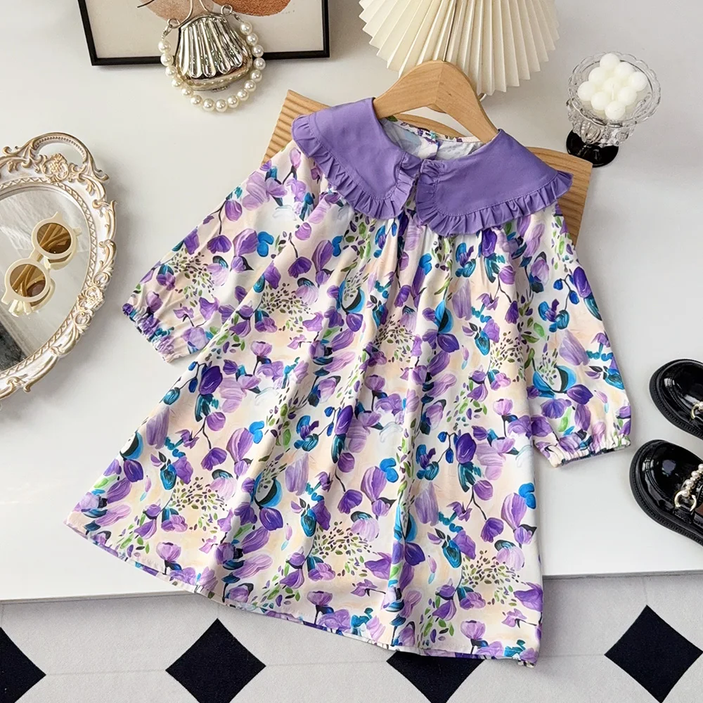 Summer Autumn New Girls Fashion Flower Print Long Sleeve Sweet Princess Dress 1 Pc 3-7 Years Kids Cute Casual Loose Clothes 
Summer Autumn New Girls Fashion Flower Print Long Sleeve Sweet Princess Dress 1 Pc 3-7 Years Kids Cute Casual Loose Clothes