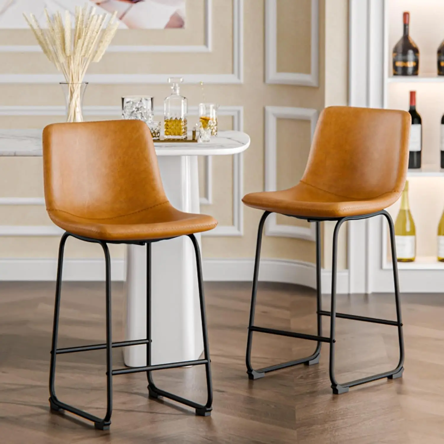 26 H Bar Stools Set Of 2, Modern Bar Height Barstools, Faux Leather Barstools With Ba And Metal Leg, Arml Tall Bar Dining
26 H Bar Stools Set Of 2, Modern Bar Height Barstools, Faux Leather Barstools With Ba And Metal Leg, Arml Tall Bar Dining