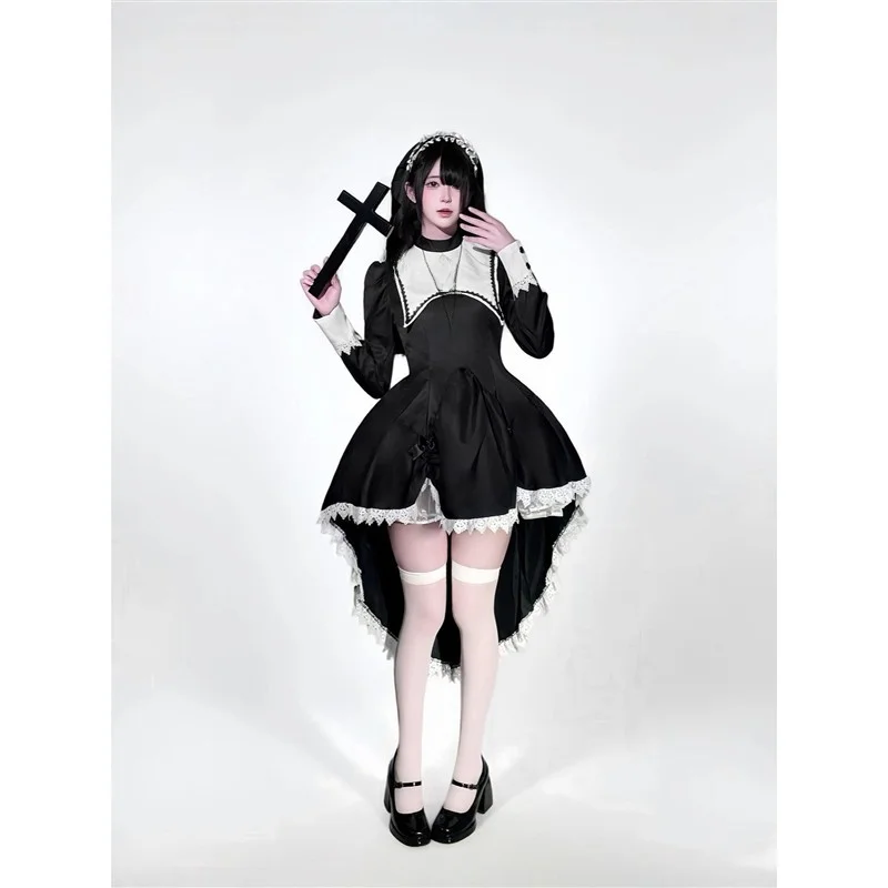 Halloween Nun Dress Embroidered Cross Maid Costume Performance Dark Series Sweet Cool Catholic School Uniform Women's Clothing
Halloween Nun Dress Embroidered Cross Maid Costume Performance Dark Series Sweet Cool Catholic School Uniform Women's Clothing