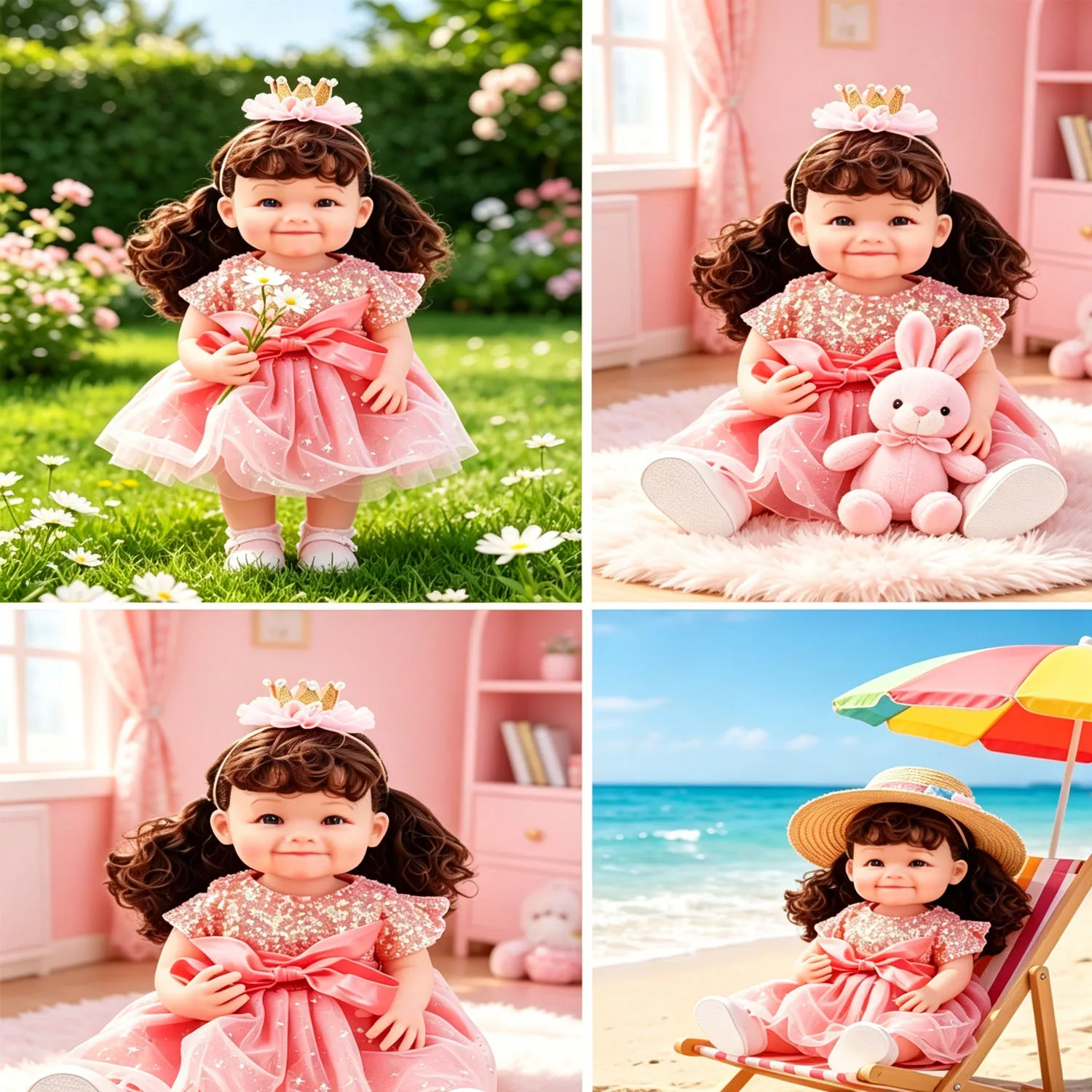 Cute Pink Sequin Princess Doll Dress with Crown Headband & White Sneakers for 55cm Reborn Baby Girl Doll Fit 22" Baby Girl Dolls
Cute Pink Sequin Princess Doll Dress with Crown Headband & White Sneakers for 55cm Reborn Baby Girl Doll Fit 22" Baby Girl Dolls