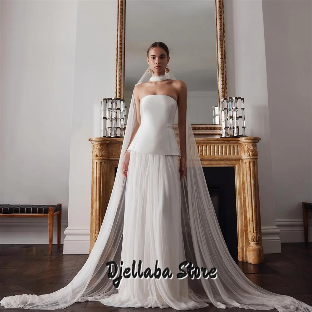 Elegant Strapless Evening Dresses Wedding Dress 2025 Sleeveless Saudi Arabia Bride Gowns Floor Length Robe De Mariée Customized
Elegant Strapless Evening Dresses Wedding Dress 2025 Sleeveless Saudi Arabia Bride Gowns Floor Length Robe De Mariée Customized