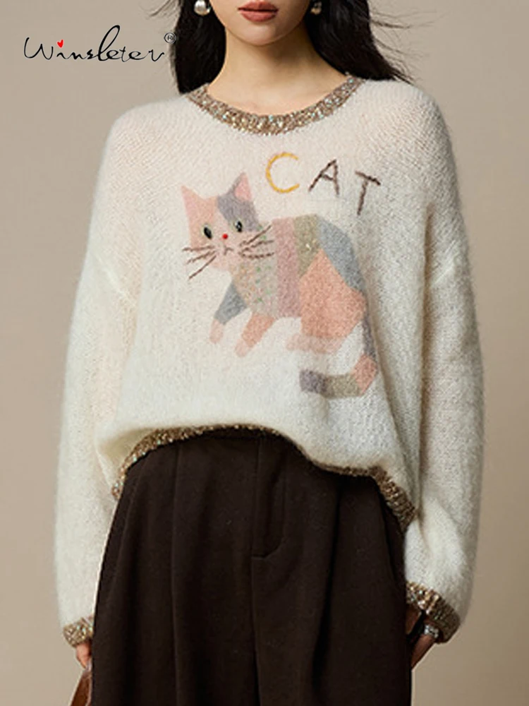 Winsleter-26,6% Элегантный свитер из овечьей шерсти 30,5% мохера, принт с блестками, женский модный свободный вязаный свитер INS, зима 2025 T5N145CC
Winsleter-26,6% Элегантный свитер из овечьей шерсти 30,5% мохера, принт с блестками, женский модный свободный вязаный свитер INS, зима 2025 T5N145CC