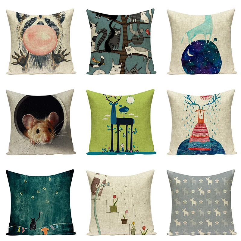 Cotton Linen Cushion Cover Cartoon Print Decorative Pillow Case for Sofa Chair Office Car Seat Accessories Home Decor 45*45cm
Cotton Linen Cushion Cover Cartoon Print Decorative Pillow Case for Sofa Chair Office Car Seat Accessories Home Decor 45*45cm