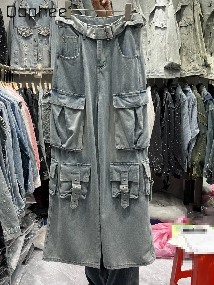 Fashion Blue Washed High Waist Jeans for Women 2024 Spring and Summer Straight Loose Wide-Leg Cargo Pants Female Denim Pants
Fashion Blue Washed High Waist Jeans for Women 2024 Spring and Summer Straight Loose Wide-Leg Cargo Pants Female Denim Pants